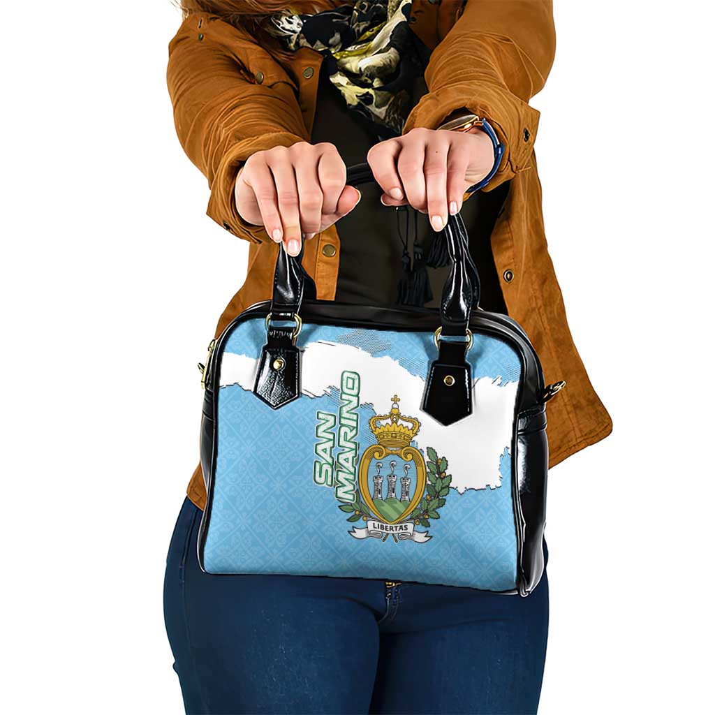 San Marino Shoulder Handbag with Map Outline and Crest Overlay TS04