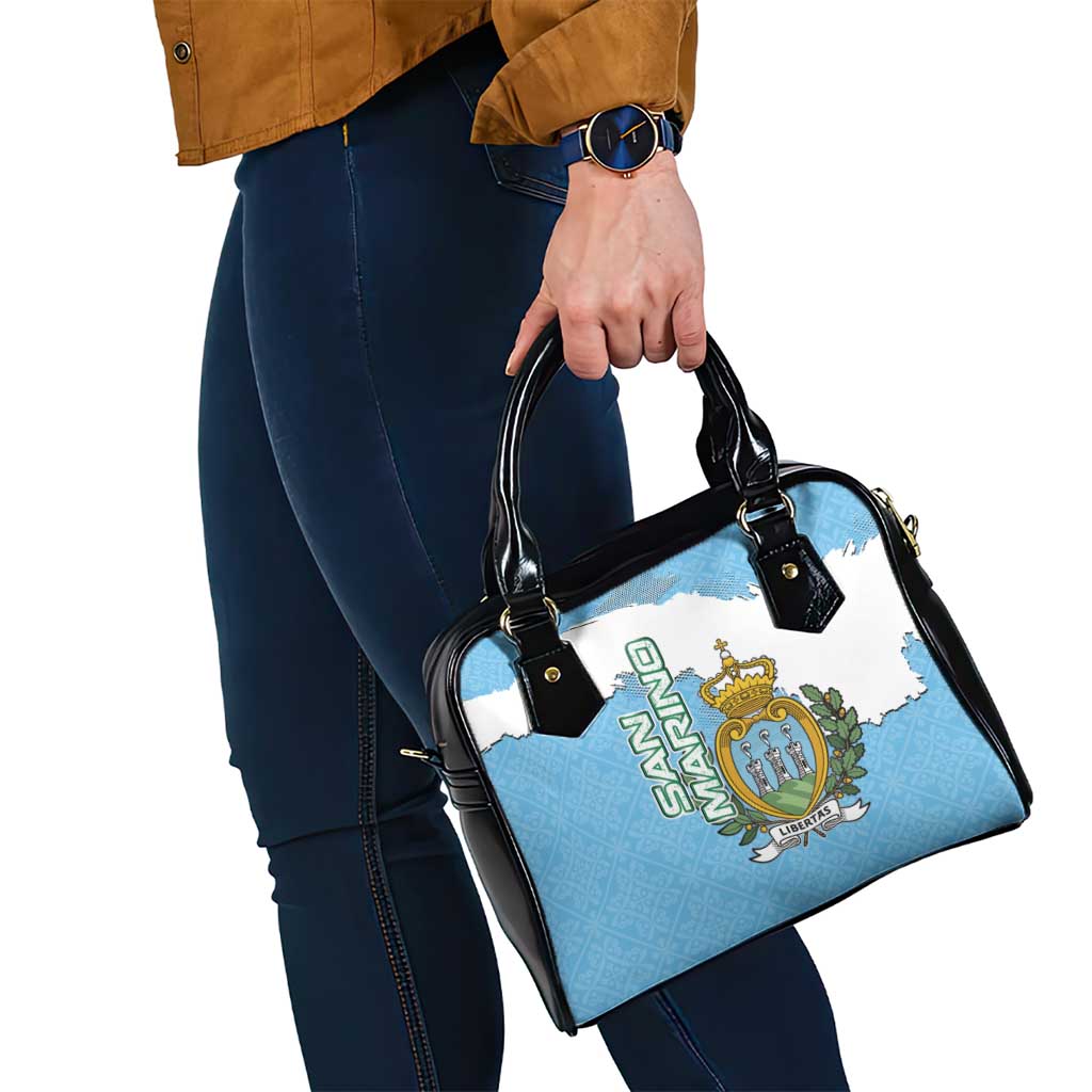 San Marino Shoulder Handbag with Map Outline and Crest Overlay TS04