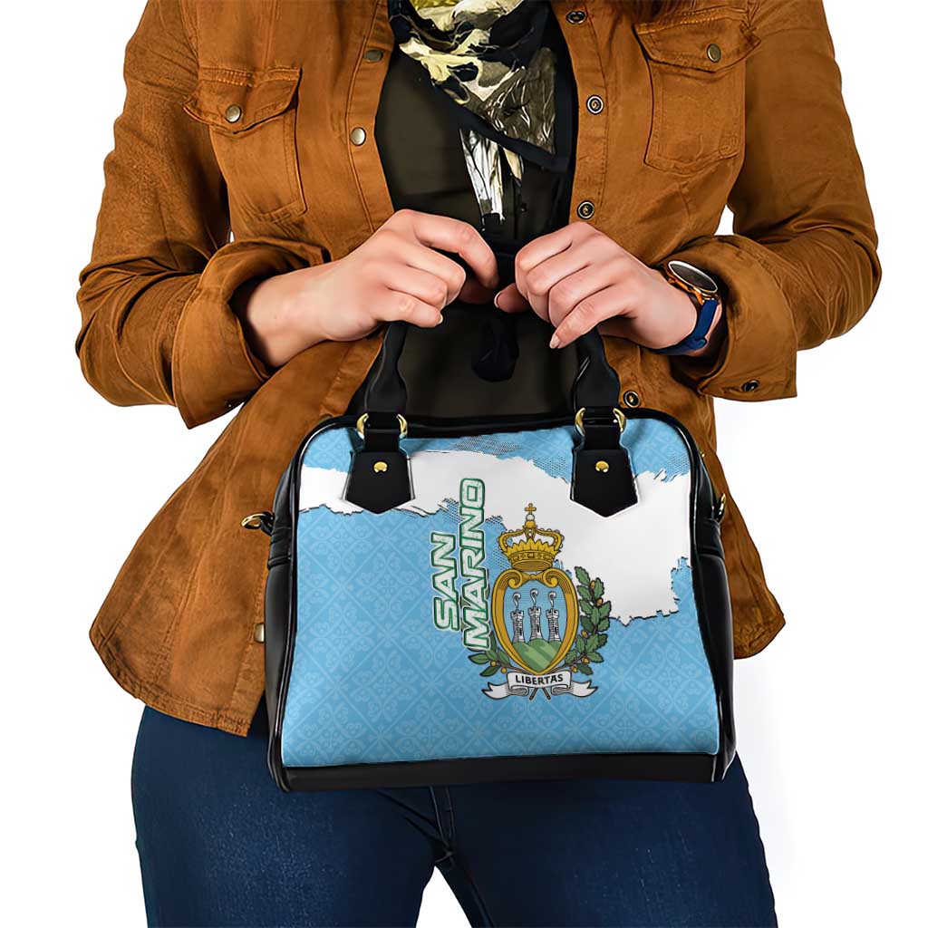 San Marino Shoulder Handbag with Map Outline and Crest Overlay TS04