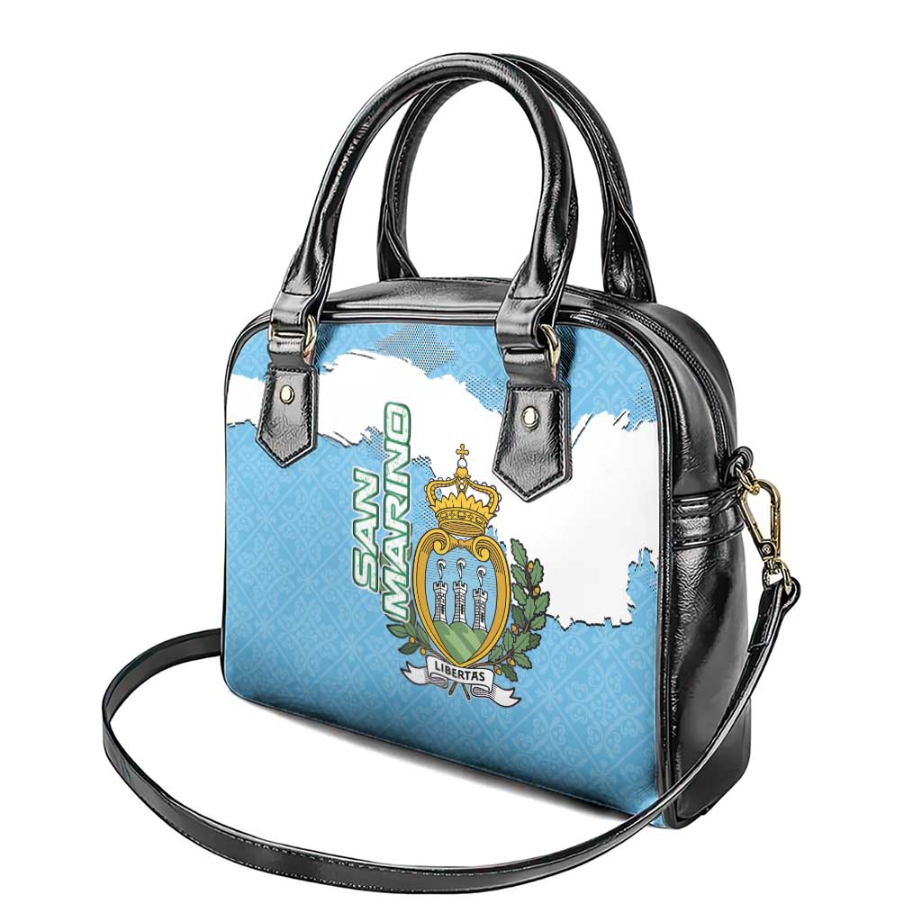 San Marino Shoulder Handbag with Map Outline and Crest Overlay TS04