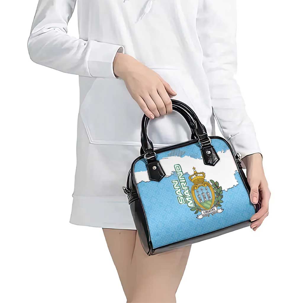 San Marino Shoulder Handbag with Map Outline and Crest Overlay TS04