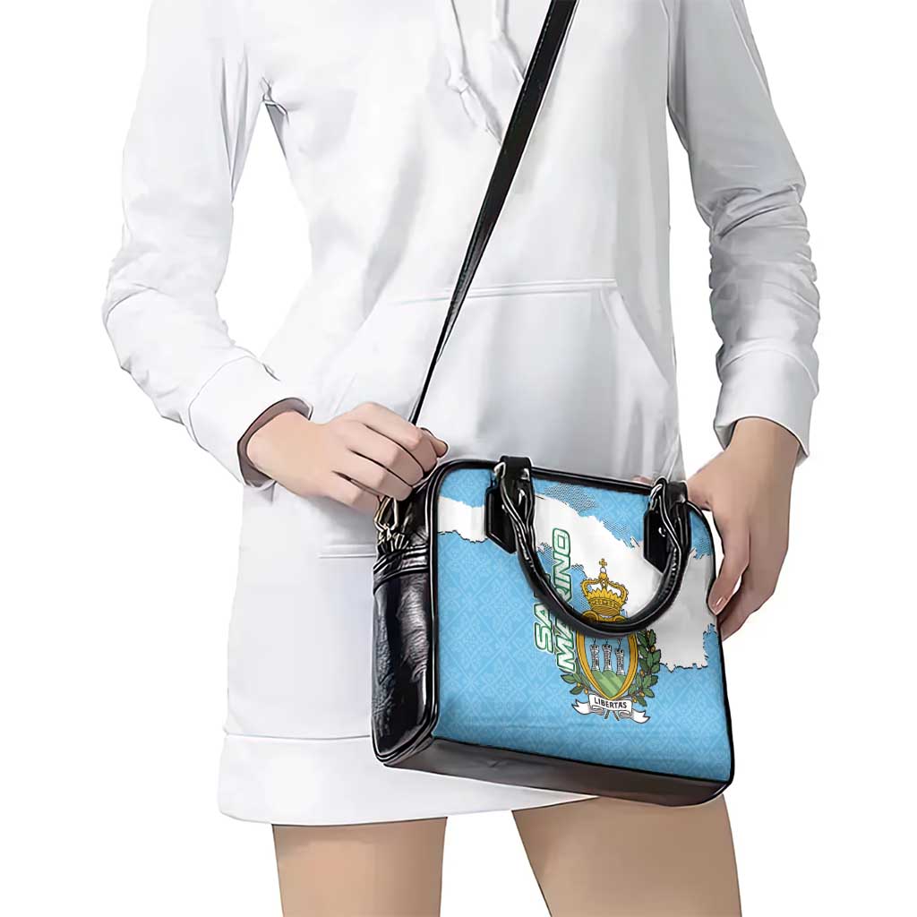 San Marino Shoulder Handbag with Map Outline and Crest Overlay TS04