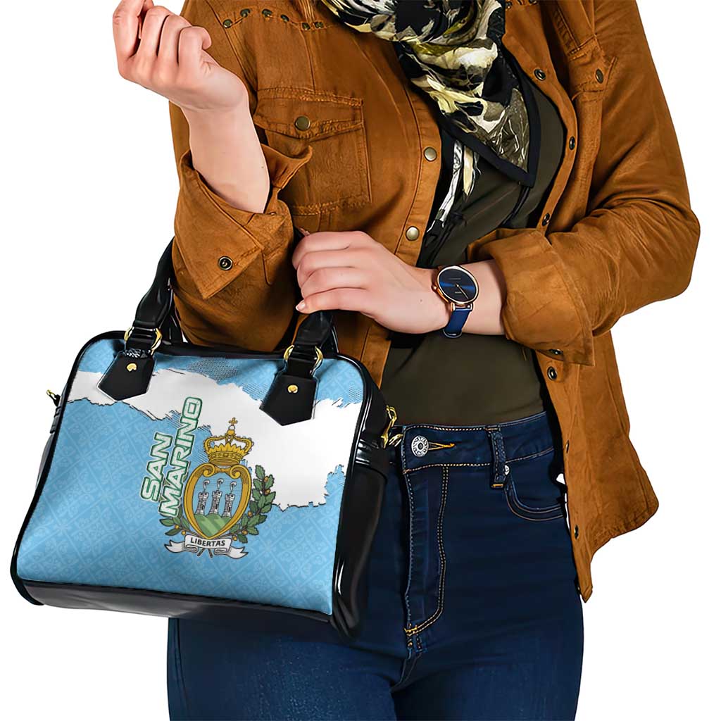 San Marino Shoulder Handbag with Map Outline and Crest Overlay TS04