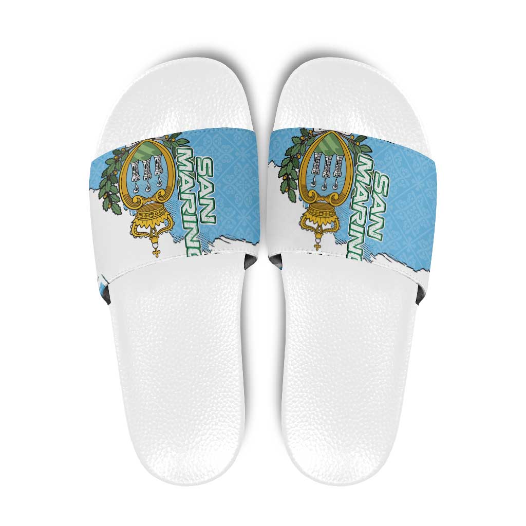 San Marino Slide Sandals with Map Outline and Crest Overlay TS04