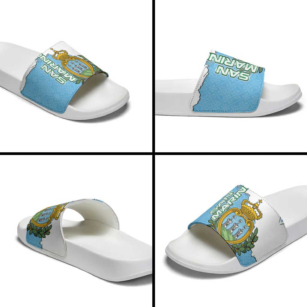 San Marino Slide Sandals with Map Outline and Crest Overlay TS04