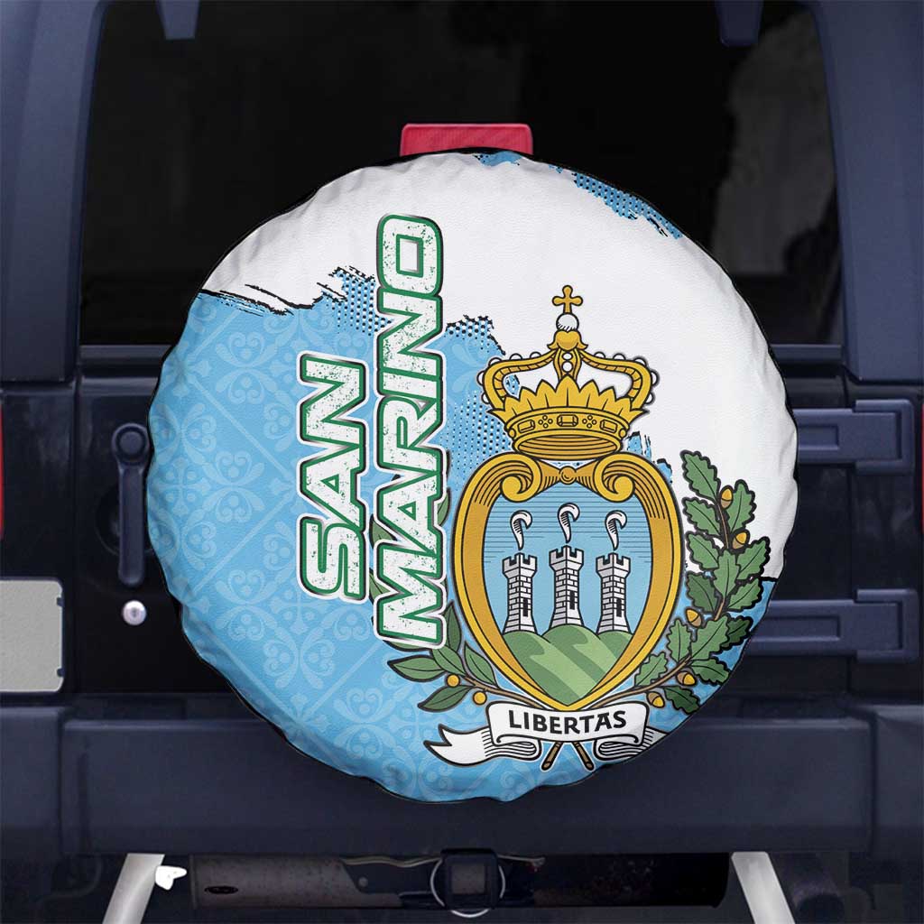 San Marino Spare Tire Cover with Map Outline and Crest Overlay TS04