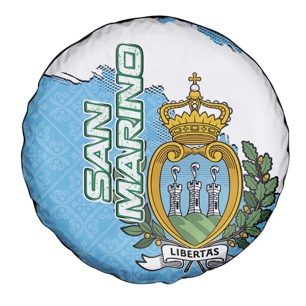 San Marino Spare Tire Cover with Map Outline and Crest Overlay TS04