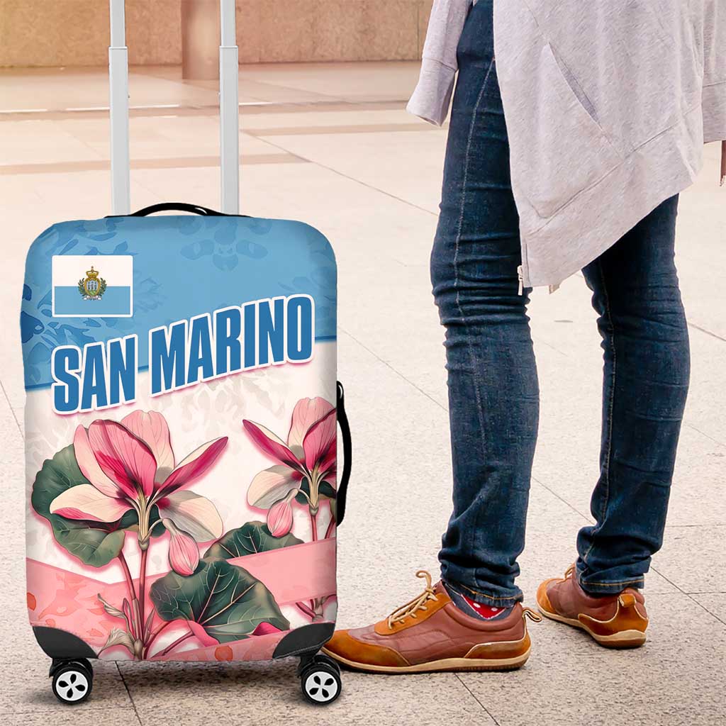 San Marino Luggage Cover with Pink Flower and Watercolor Gradient TS04