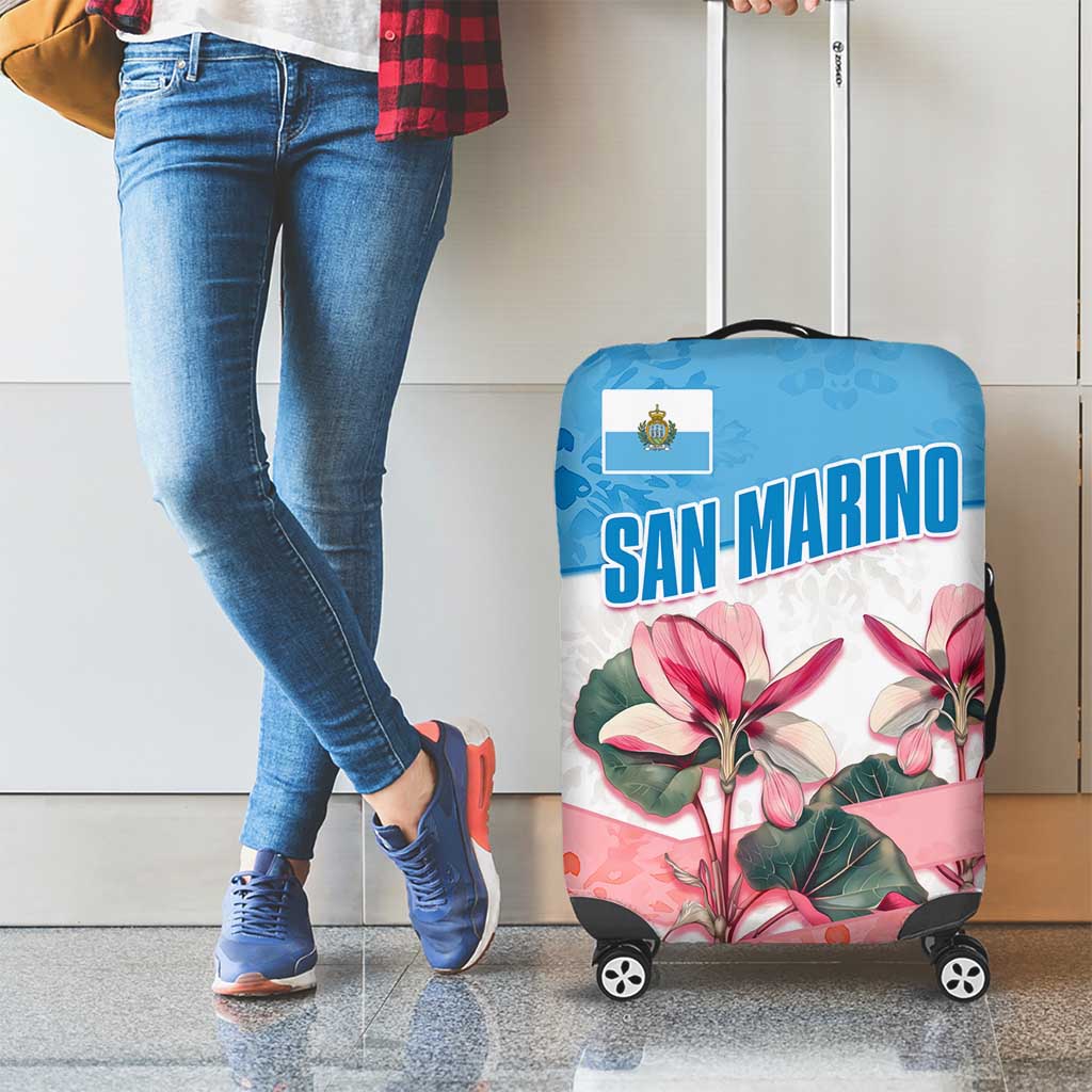 San Marino Luggage Cover with Pink Flower and Watercolor Gradient TS04