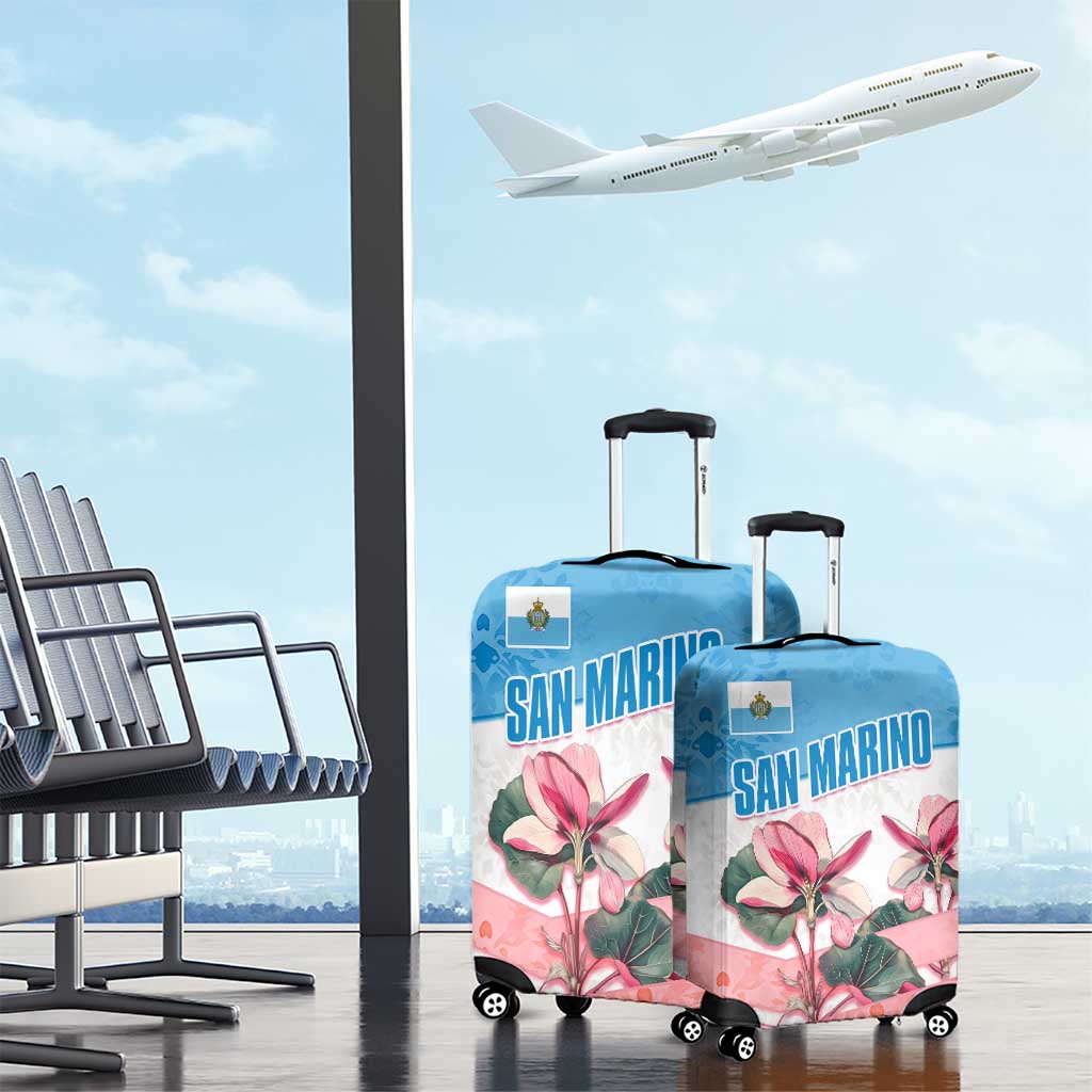 San Marino Luggage Cover with Pink Flower and Watercolor Gradient TS04