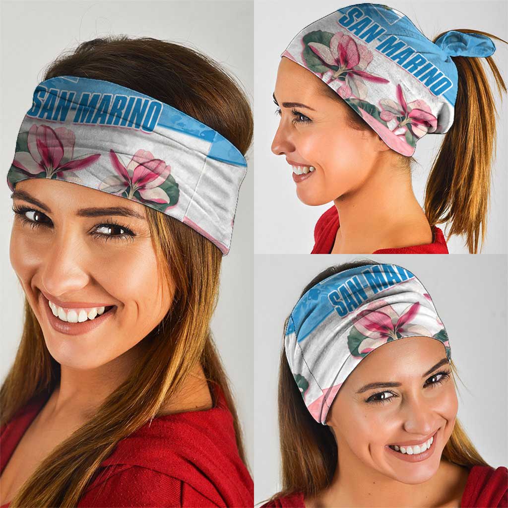 San Marino Neck Gaiter with Pink Flower and Watercolor Gradient TS04