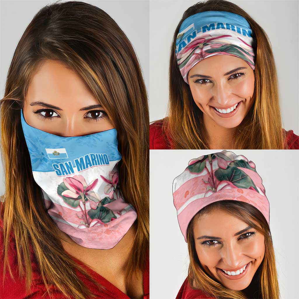 San Marino Neck Gaiter with Pink Flower and Watercolor Gradient TS04