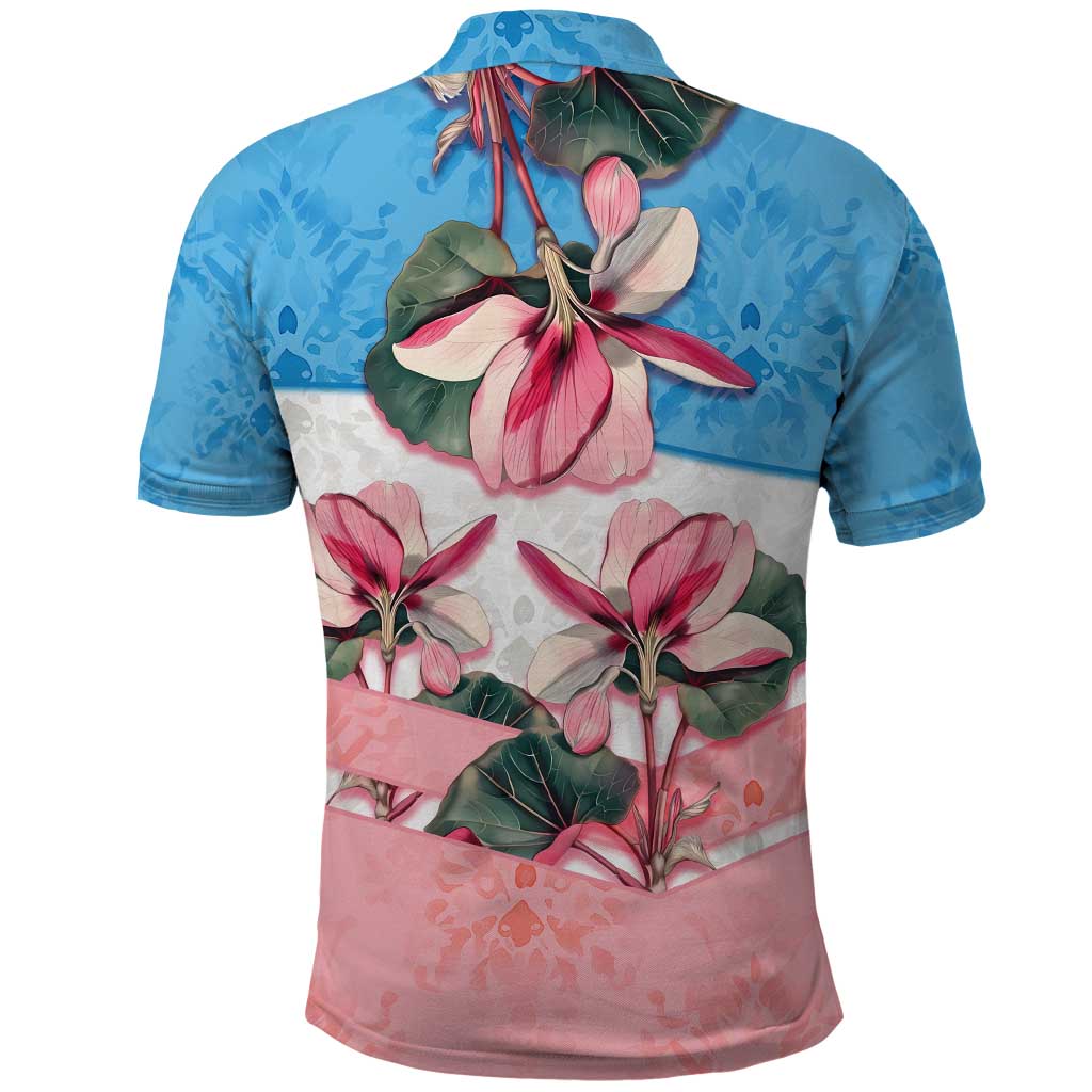 San Marino Polo Shirt with Pink Flower and Watercolor Gradient TS04