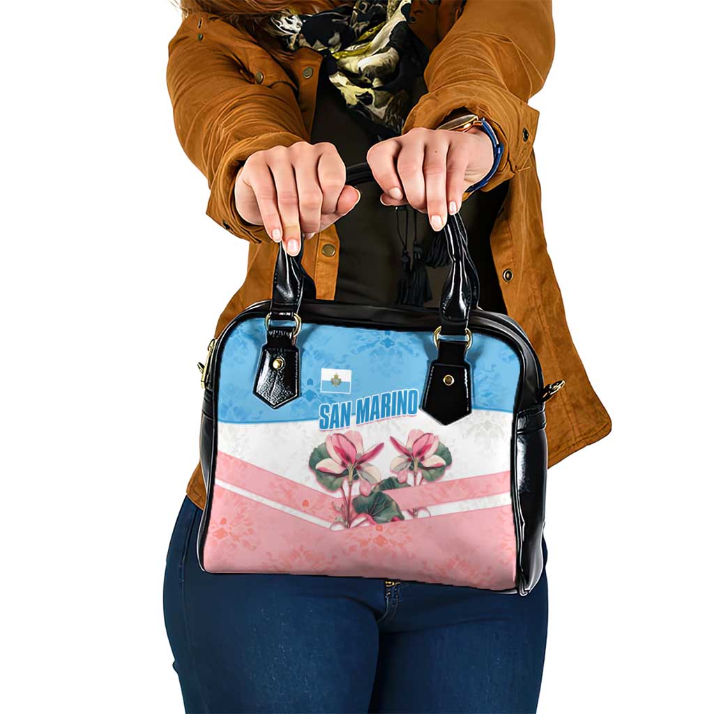 San Marino Shoulder Handbag with Pink Flower and Watercolor Gradient TS04