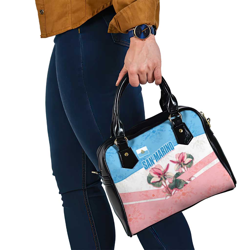 San Marino Shoulder Handbag with Pink Flower and Watercolor Gradient TS04