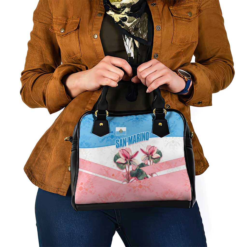 San Marino Shoulder Handbag with Pink Flower and Watercolor Gradient TS04