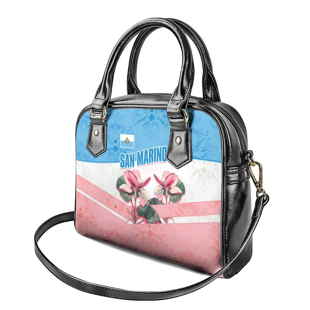 San Marino Shoulder Handbag with Pink Flower and Watercolor Gradient TS04