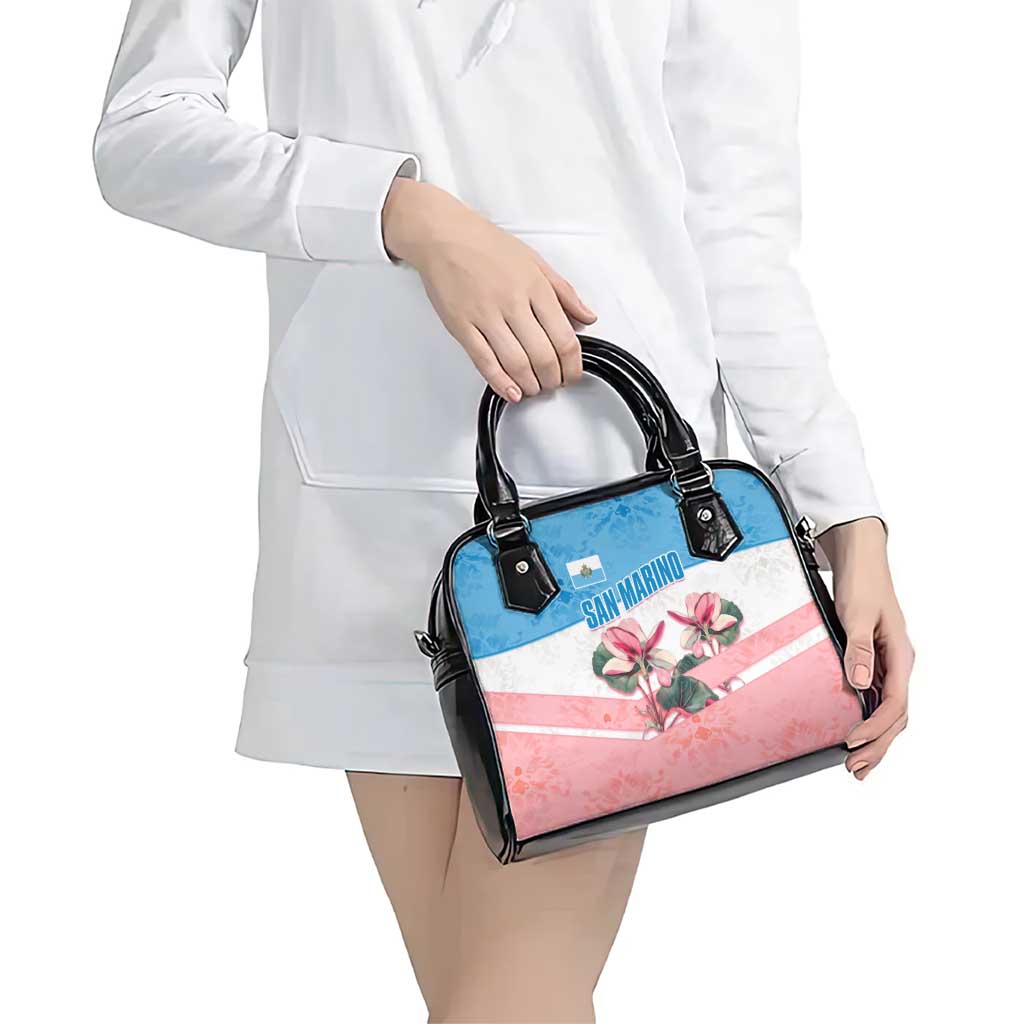San Marino Shoulder Handbag with Pink Flower and Watercolor Gradient TS04
