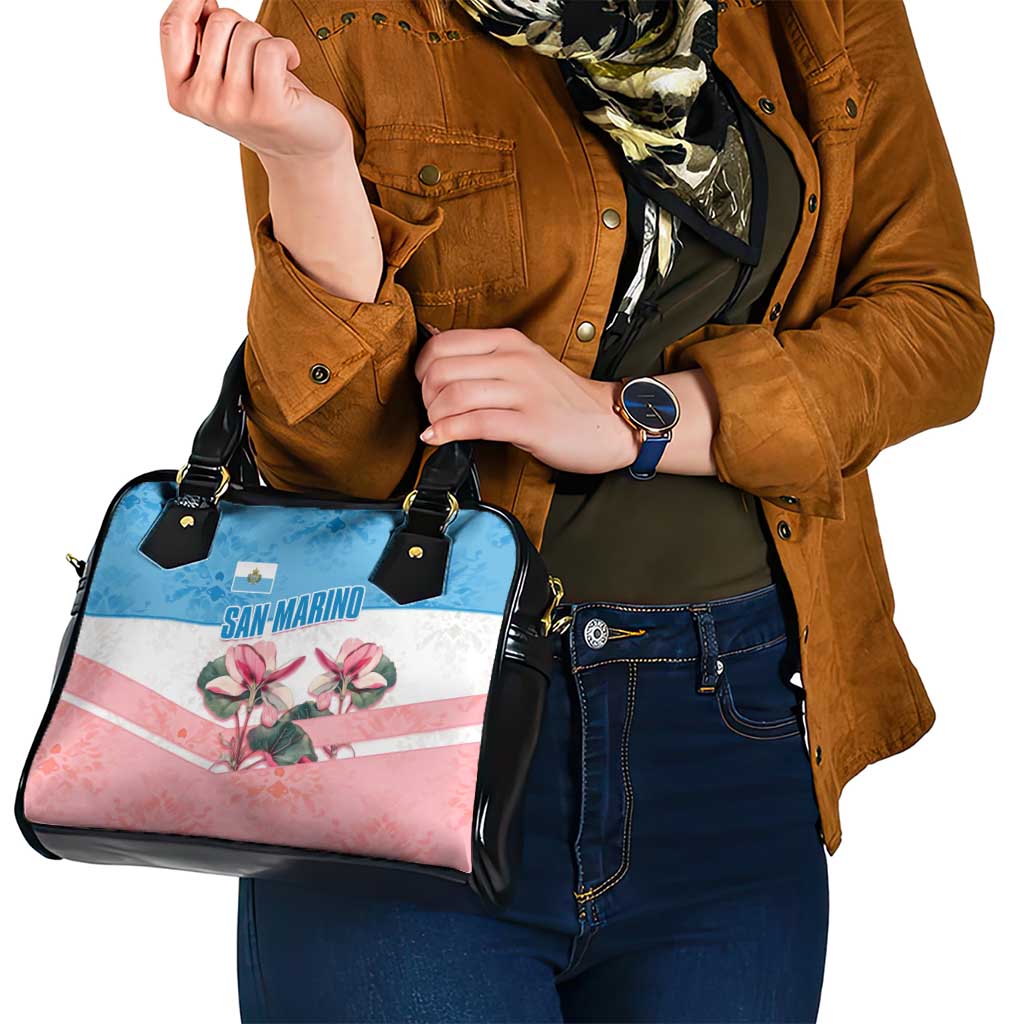 San Marino Shoulder Handbag with Pink Flower and Watercolor Gradient TS04