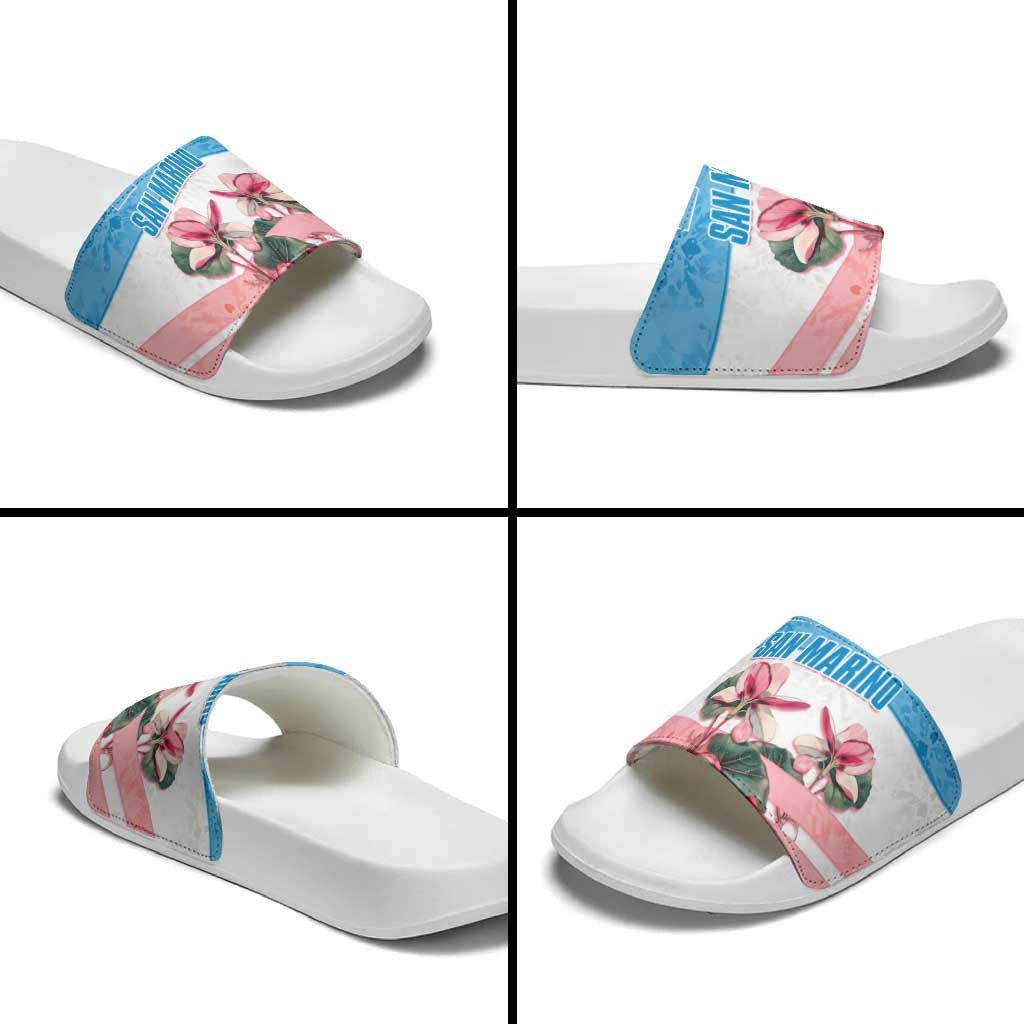 San Marino Slide Sandals with Pink Flower and Watercolor Gradient TS04