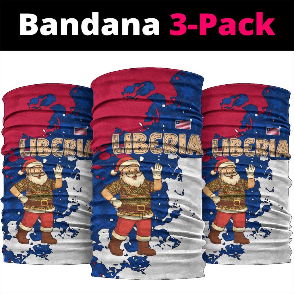Liberia Christmas Neck Gaiter with Santa Claus Map Graphic and Red Blue Festive TS04