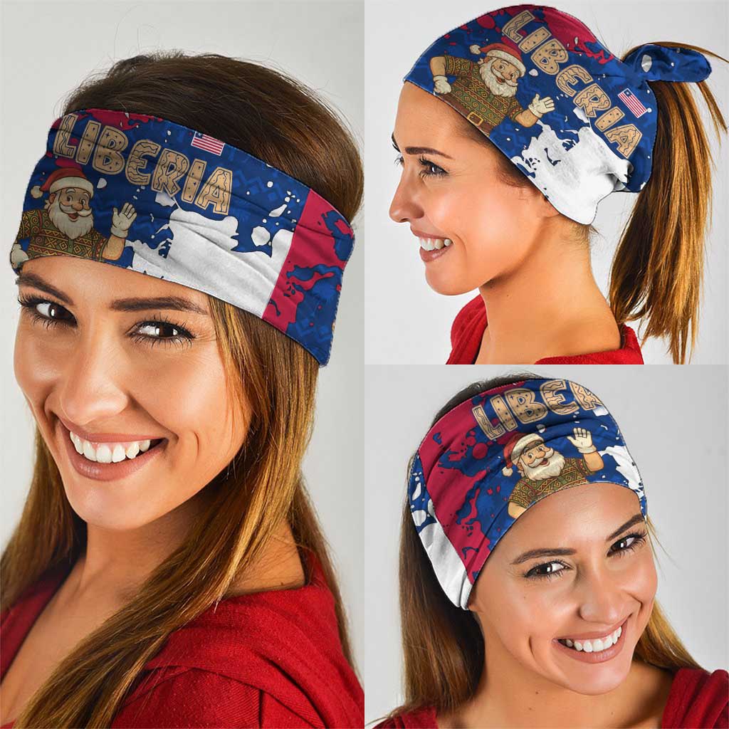 Liberia Christmas Neck Gaiter with Santa Claus Map Graphic and Red Blue Festive TS04