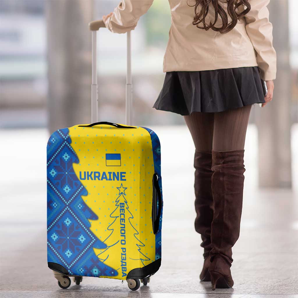 Ukraine Christmas Luggage Cover with Yellow and Blue Tree Design and Traditional Embroidery TS04