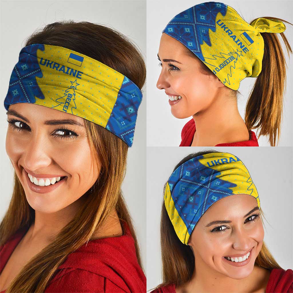 Ukraine Christmas Neck Gaiter with Yellow and Blue Tree Design and Traditional Embroidery TS04