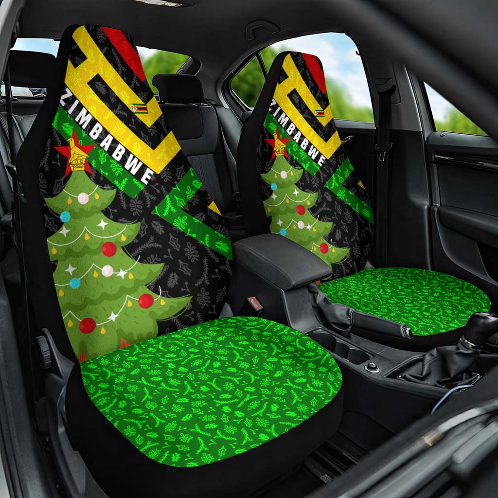 Zimbabwe Christmas Car Seat Cover with Flag Colors Xmas Tree and Holiday TS04