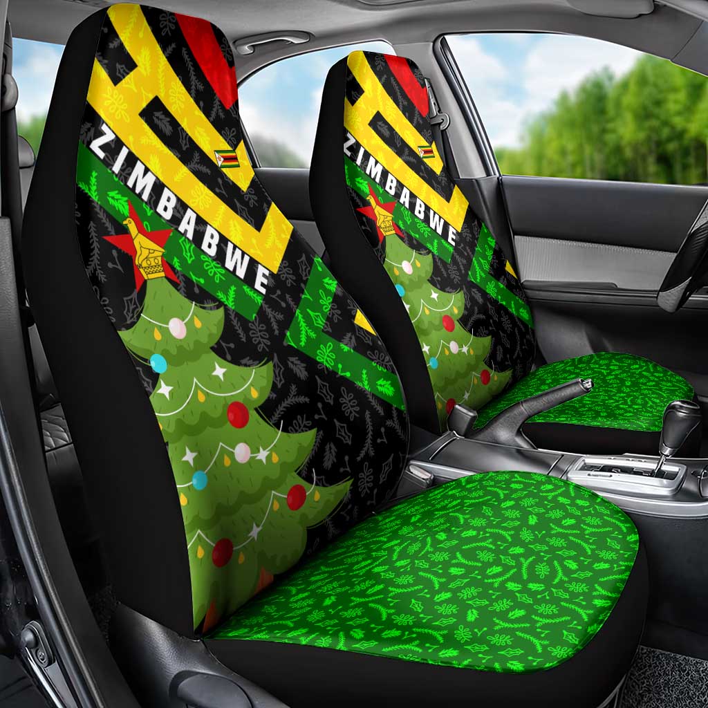 Zimbabwe Christmas Car Seat Cover with Flag Colors Xmas Tree and Holiday TS04