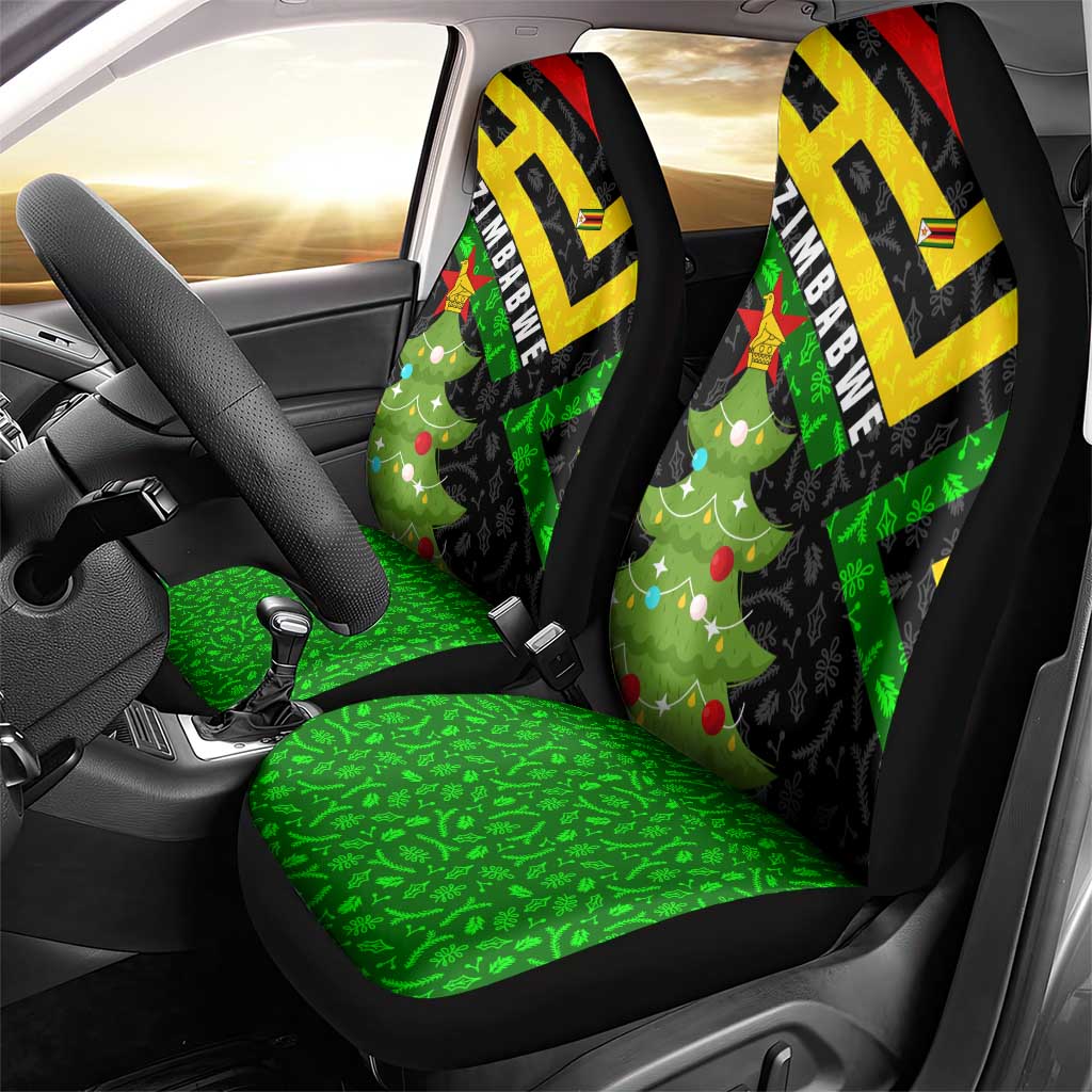 Zimbabwe Christmas Car Seat Cover with Flag Colors Xmas Tree and Holiday TS04