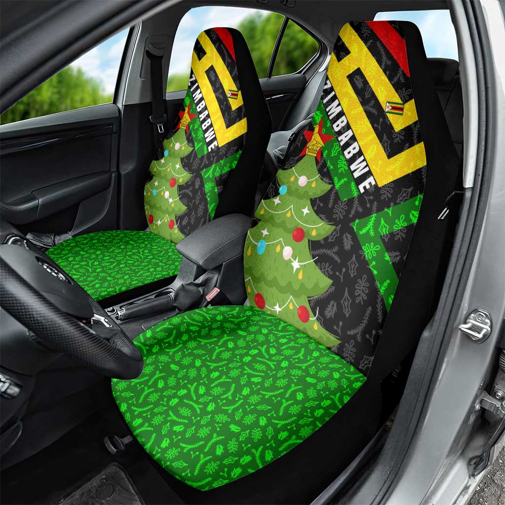 Zimbabwe Christmas Car Seat Cover with Flag Colors Xmas Tree and Holiday TS04