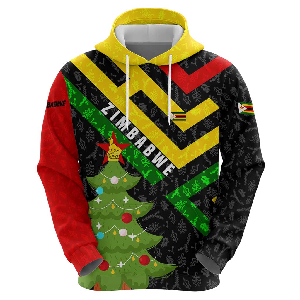 Zimbabwe Christmas Hoodie with Flag Colors Xmas Tree and Holiday TS04