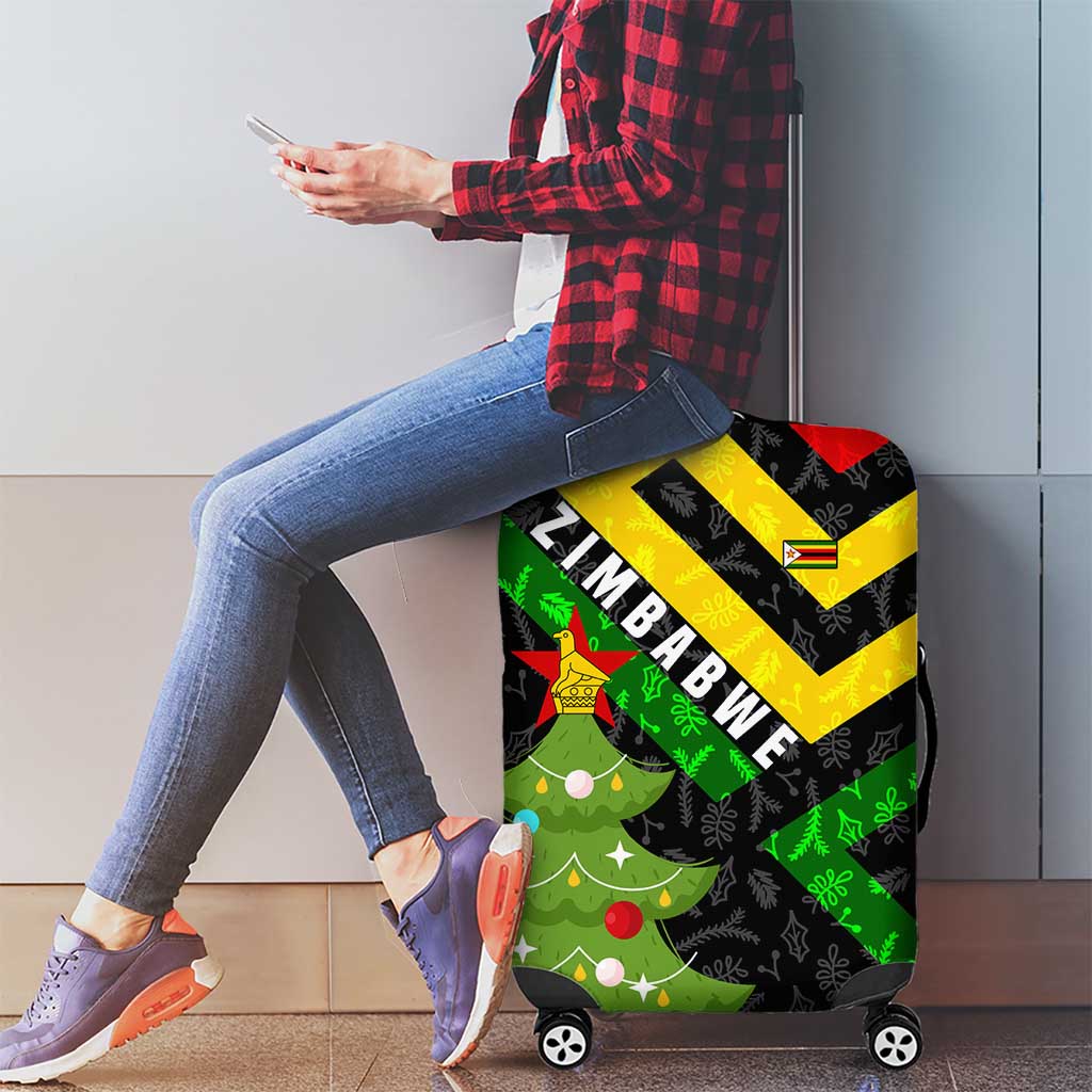 Zimbabwe Christmas Luggage Cover with Flag Colors Xmas Tree and Holiday TS04