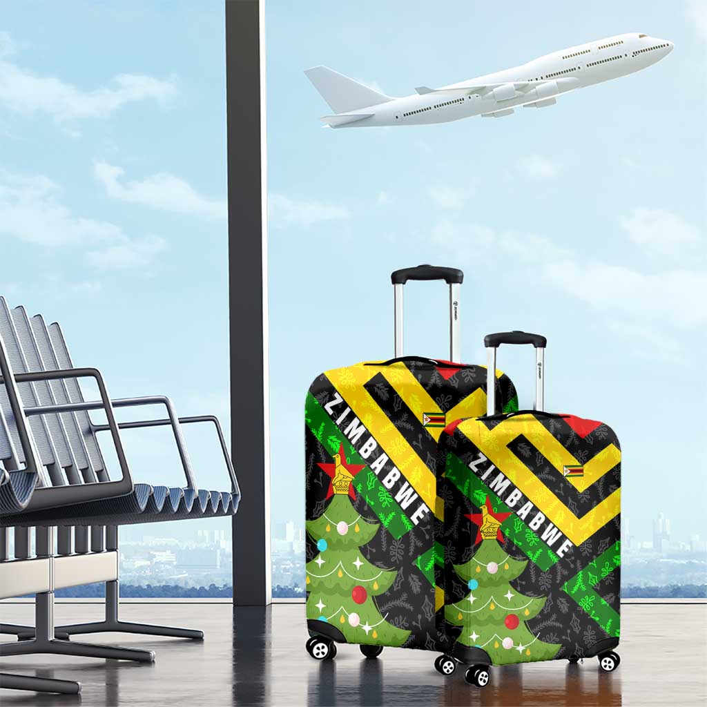 Zimbabwe Christmas Luggage Cover with Flag Colors Xmas Tree and Holiday TS04