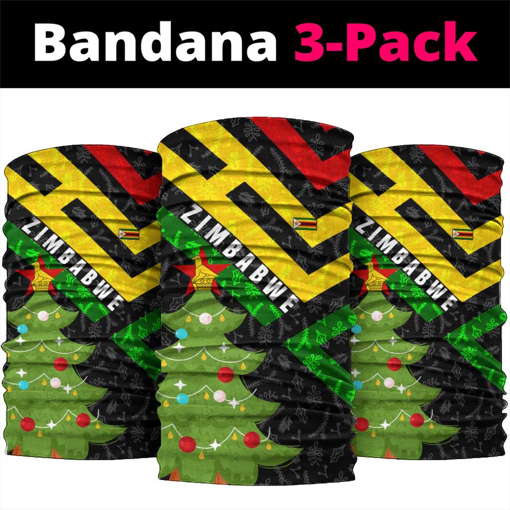 Zimbabwe Christmas Neck Gaiter with Flag Colors Xmas Tree and Holiday TS04