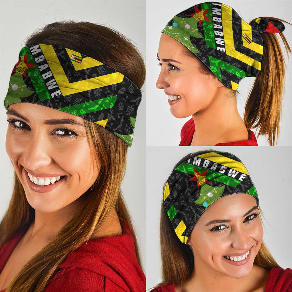 Zimbabwe Christmas Neck Gaiter with Flag Colors Xmas Tree and Holiday TS04