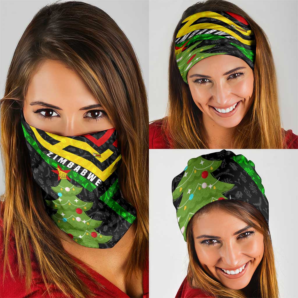 Zimbabwe Christmas Neck Gaiter with Flag Colors Xmas Tree and Holiday TS04
