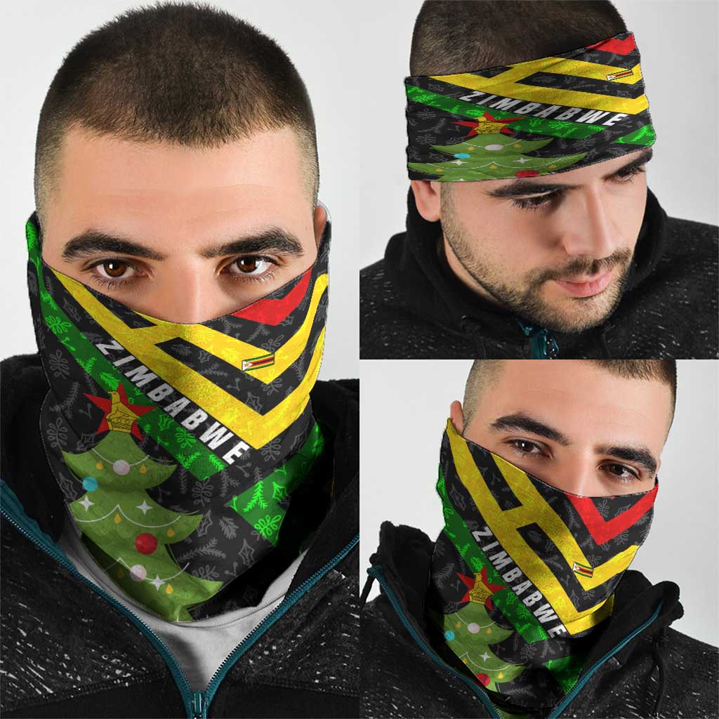 Zimbabwe Christmas Neck Gaiter with Flag Colors Xmas Tree and Holiday TS04