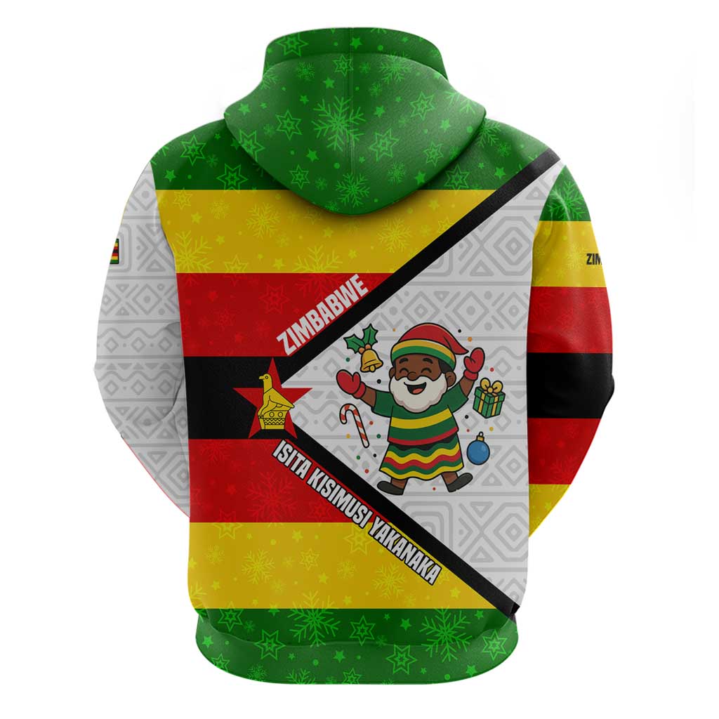 Zimbabwe Christmas Hoodie with Festive Santa Palm Tree and Red Yellow Green Flag TS04