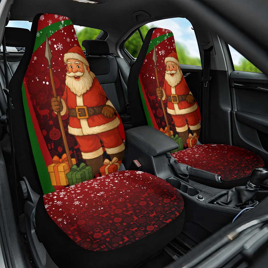 Kenya Christmas Car Seat Cover with Santa Claus Spear and Red Green Harambee Crest TS04
