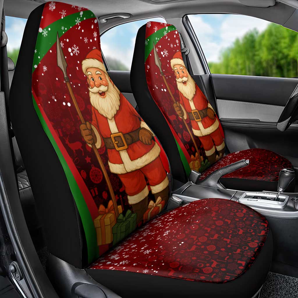 Kenya Christmas Car Seat Cover with Santa Claus Spear and Red Green Harambee Crest TS04
