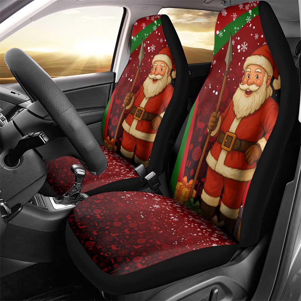 Kenya Christmas Car Seat Cover with Santa Claus Spear and Red Green Harambee Crest TS04