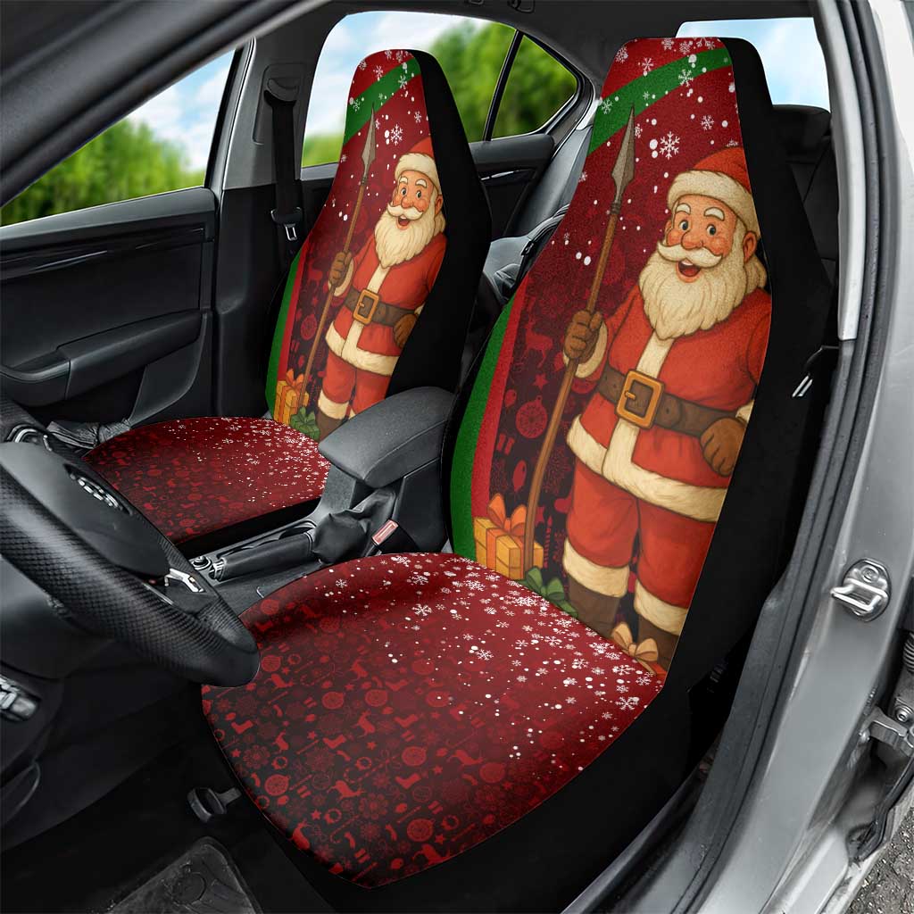 Kenya Christmas Car Seat Cover with Santa Claus Spear and Red Green Harambee Crest TS04