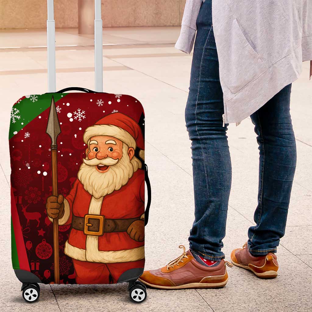 Kenya Christmas Luggage Cover with Santa Claus Spear and Red Green Harambee Crest TS04