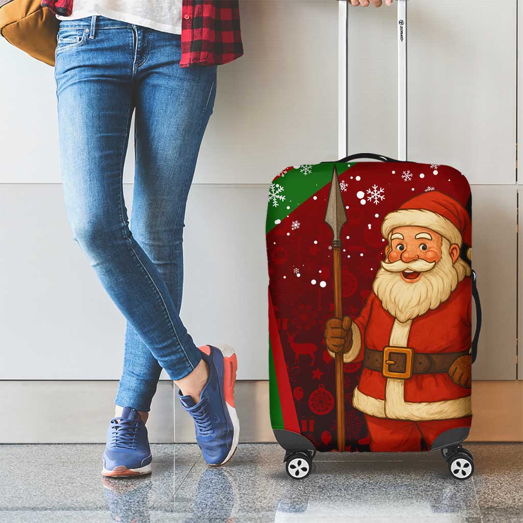 Kenya Christmas Luggage Cover with Santa Claus Spear and Red Green Harambee Crest TS04