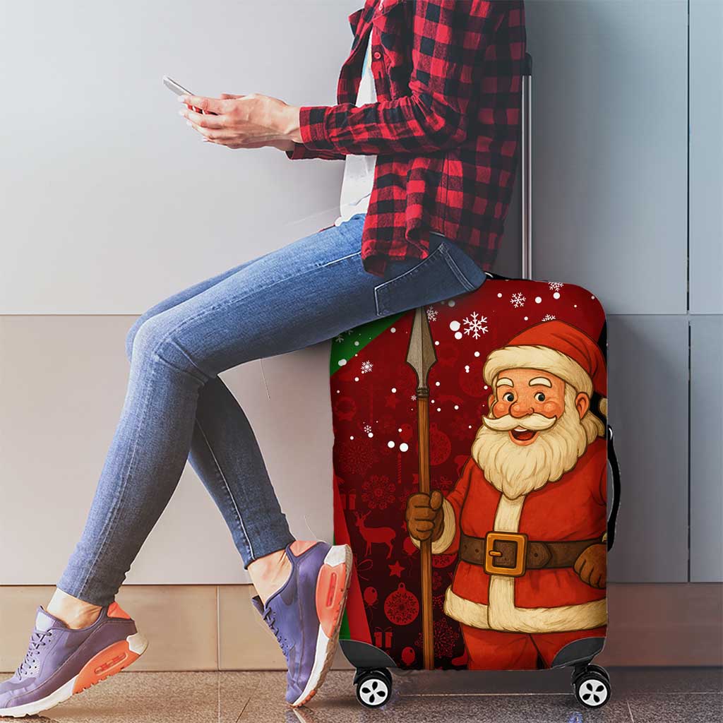 Kenya Christmas Luggage Cover with Santa Claus Spear and Red Green Harambee Crest TS04
