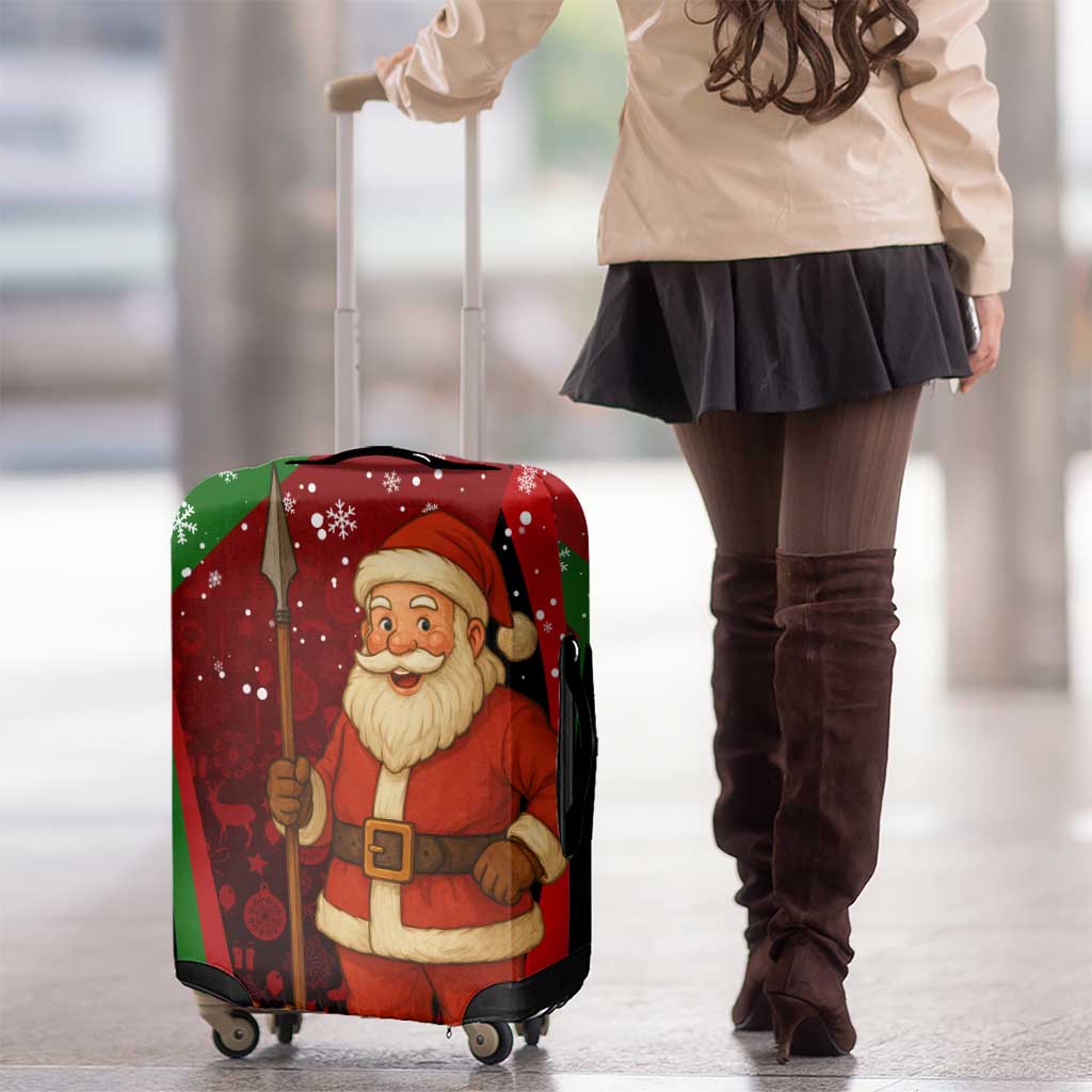 Kenya Christmas Luggage Cover with Santa Claus Spear and Red Green Harambee Crest TS04