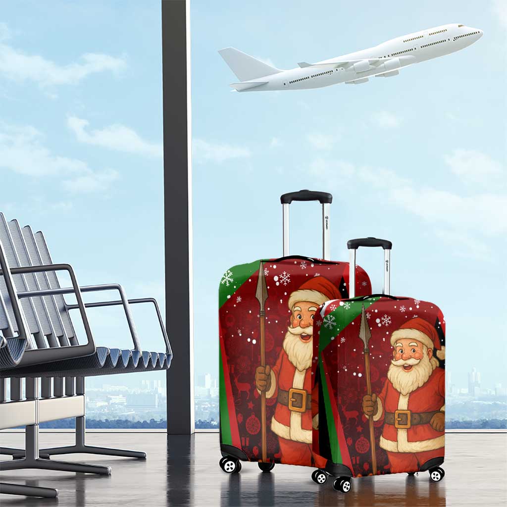 Kenya Christmas Luggage Cover with Santa Claus Spear and Red Green Harambee Crest TS04