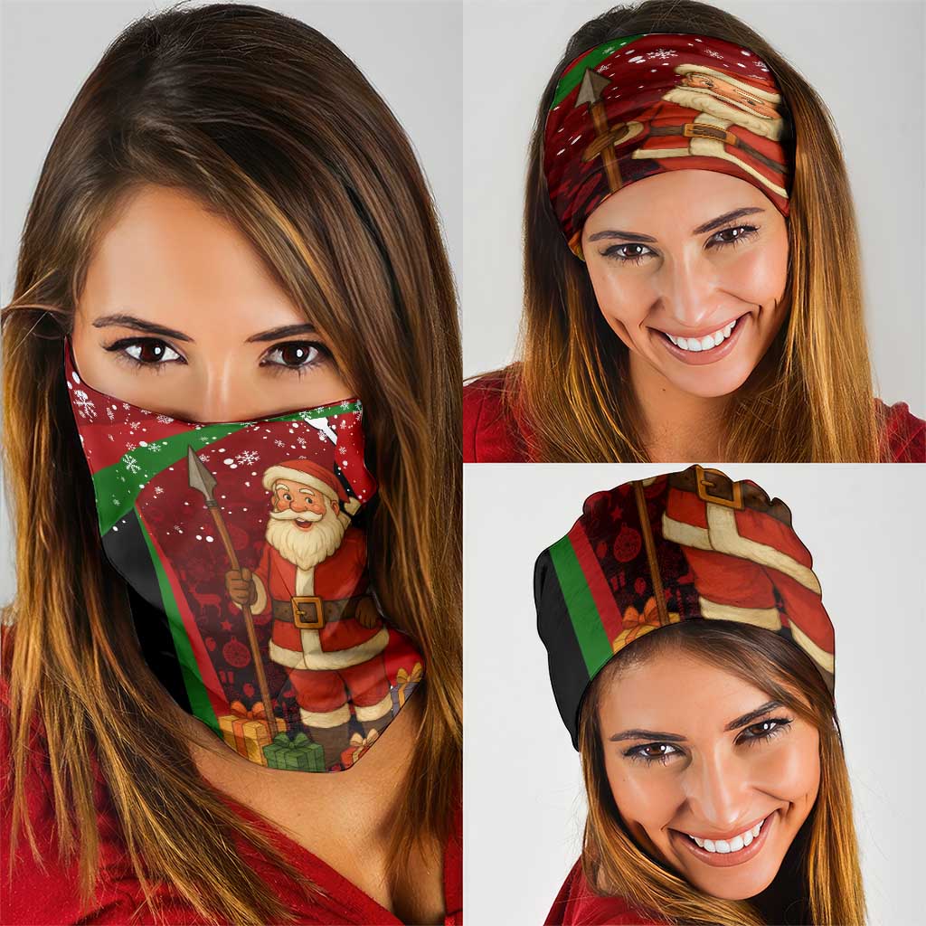 Kenya Christmas Neck Gaiter with Santa Claus Spear and Red Green Harambee Crest TS04